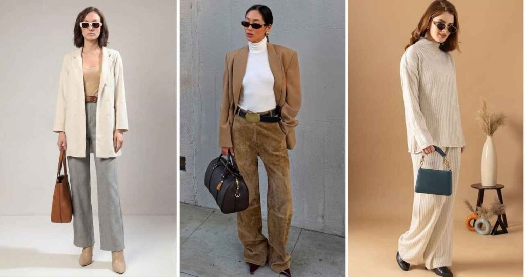 How to Style a Suede Jacket Cream Knit and Wide-Leg Trousers for Effortless Elegance