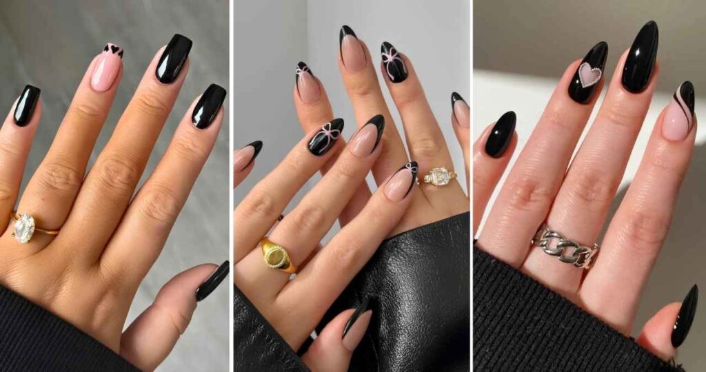 20 Moody Black Valentine’s Day Nails That Make a Stylish Statement